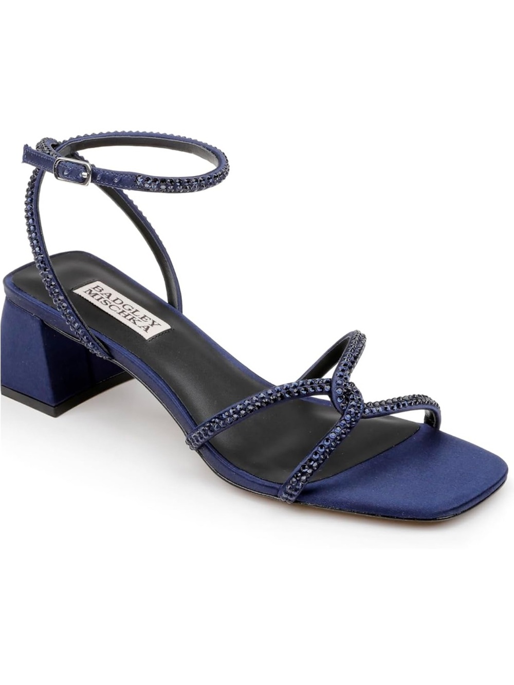 NEW Badgley Mischka Women's Brisa Low Block Heeled Sandal in Midnight